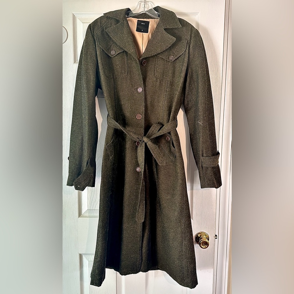 Olive Green Women's Wool Blend Coat